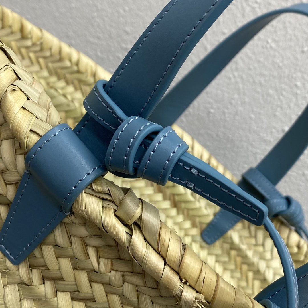 Top Quality Teen Triomphe Top Quality Classic Panier In Palm Leaves And Lizard Blue For Women 8in/20cm 