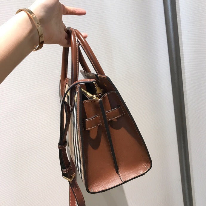 Top Quality Mini  Check Two-handle Title Bag Archive Beige For Women, Bags 10.2in/26cm 80252671