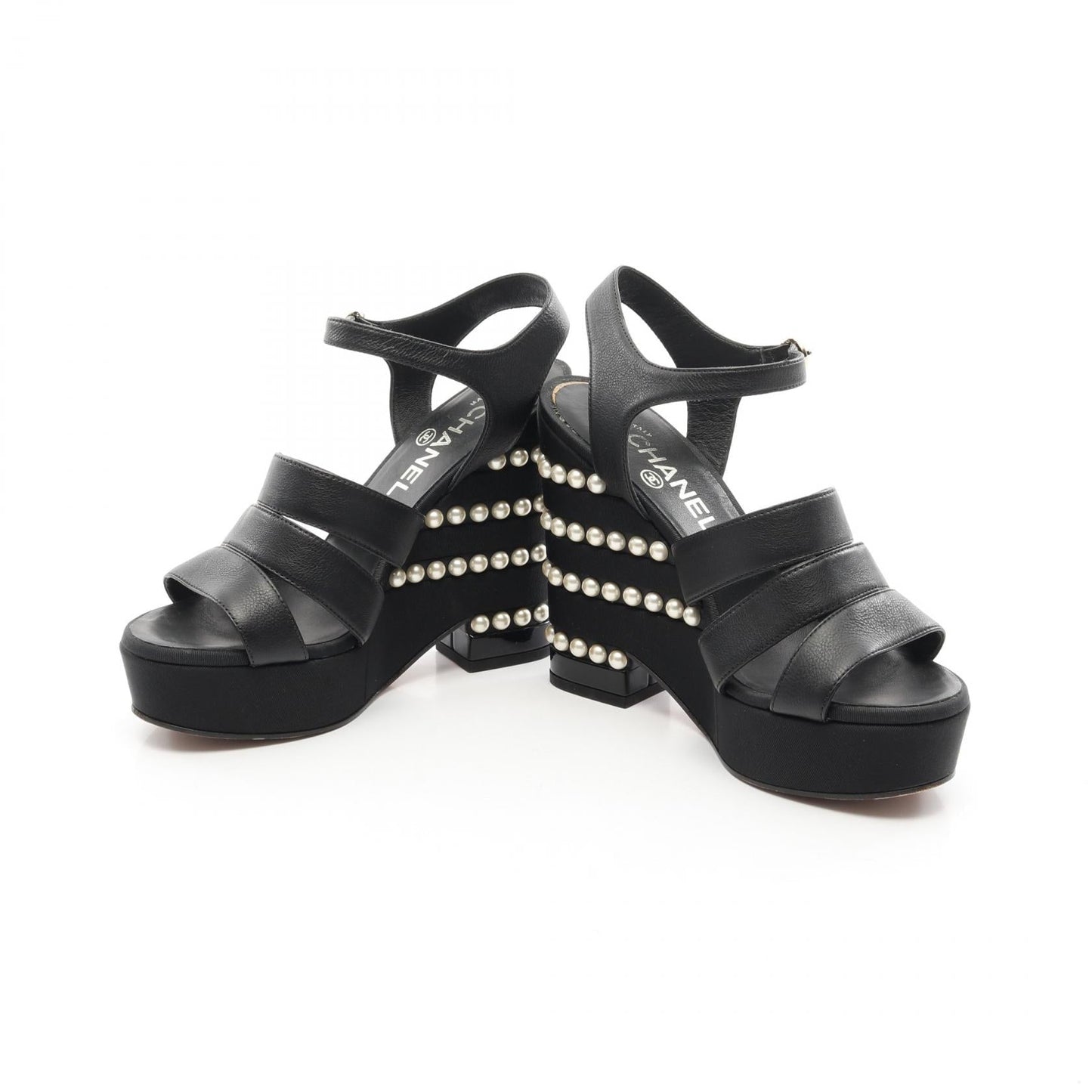 Chanel Coco Mark Pearl Leather Sandals