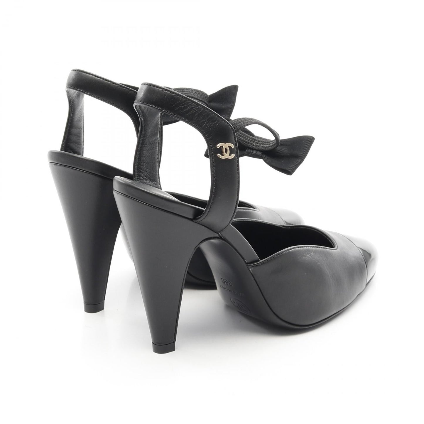 Chanel Coco Mark Ribbon Leather Patent Leather Pumps