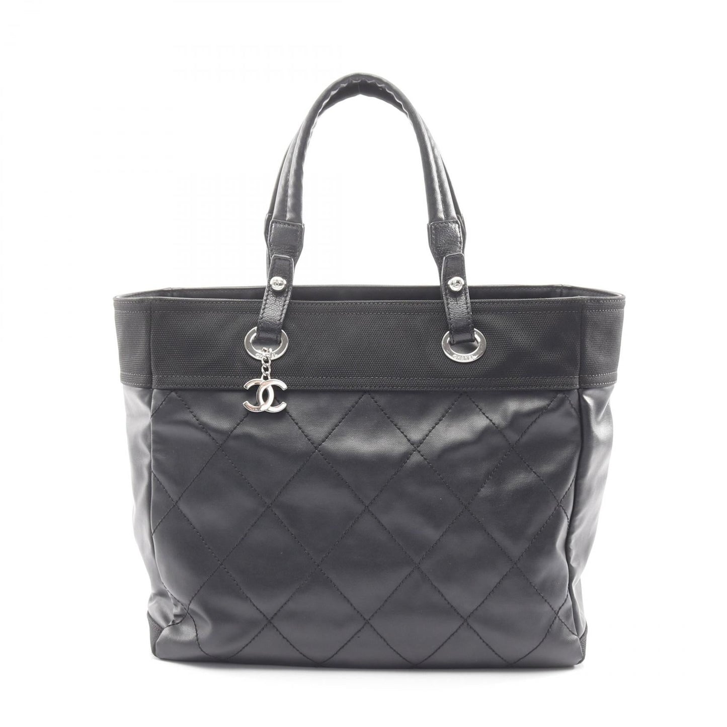 Chanel Paris Biarritz PVC Coated Canvas Leather Tote Bag