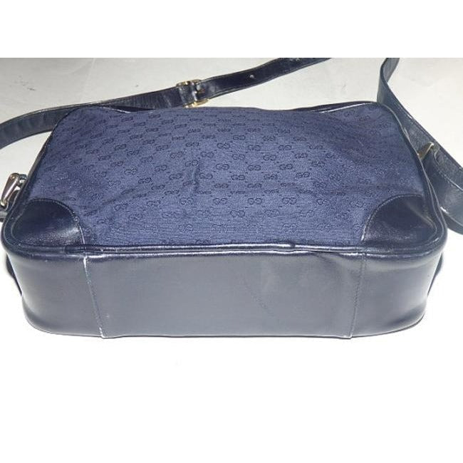 Gucci   Shades Of Blue With Small G Logo Canvas And Leather Cross Body Bag
