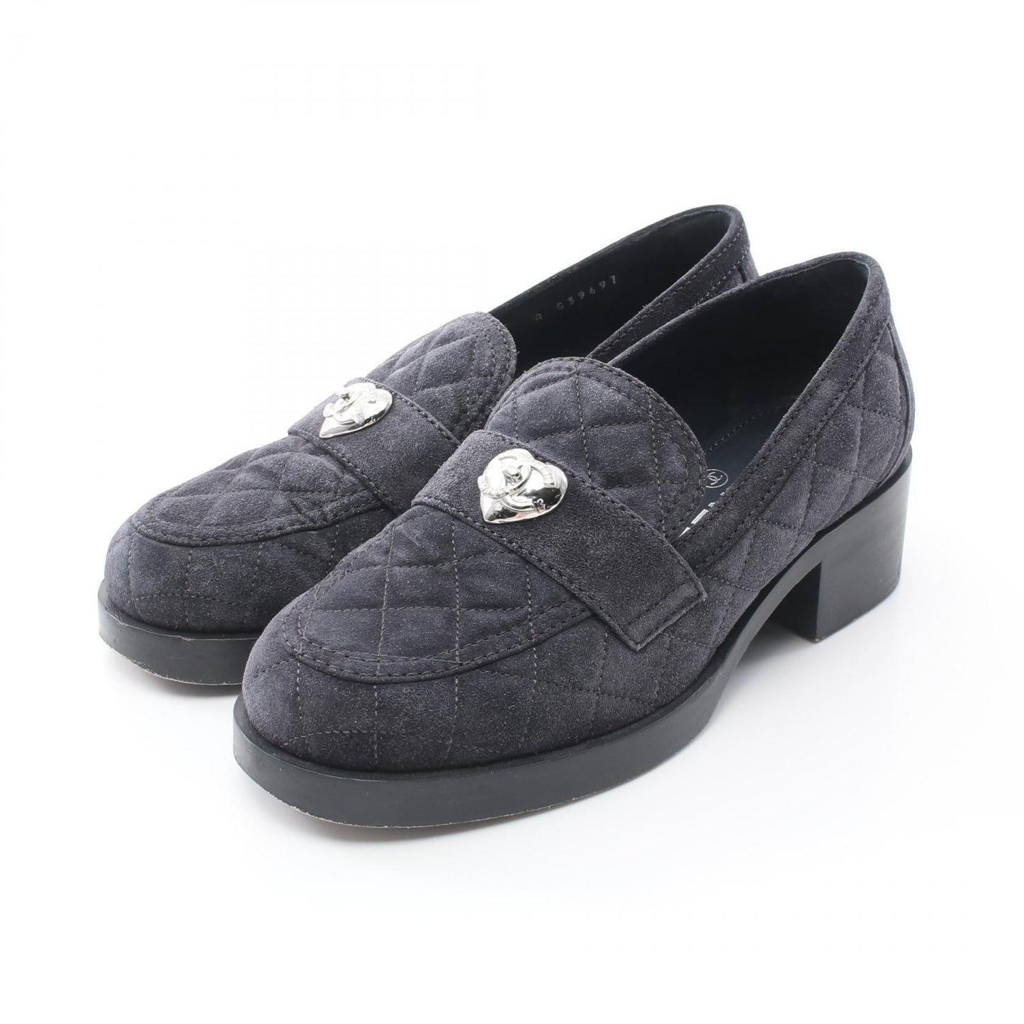 Chanel Matelasse Coco Mark Heart Turnlock Suede Loafers
