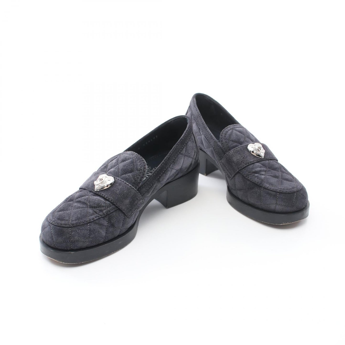 Chanel Matelasse Coco Mark Heart Turnlock Suede Loafers