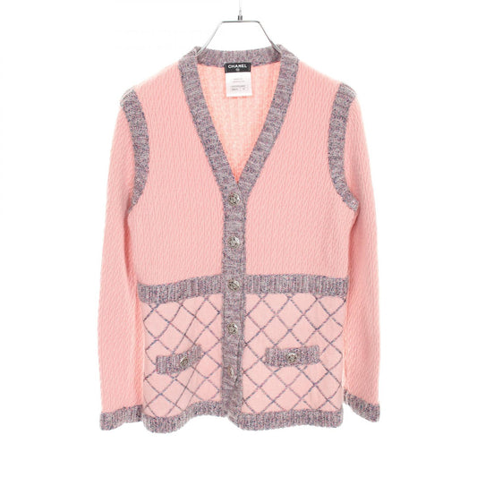 Chanel Matelasse Camellia Button Silk Cashmere Mohair Cardigan