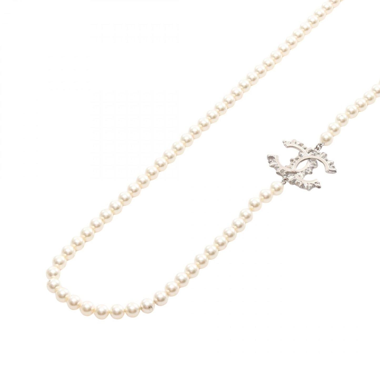 Chanel Coco Mark Necklace Pearl Rhinestone Necklace