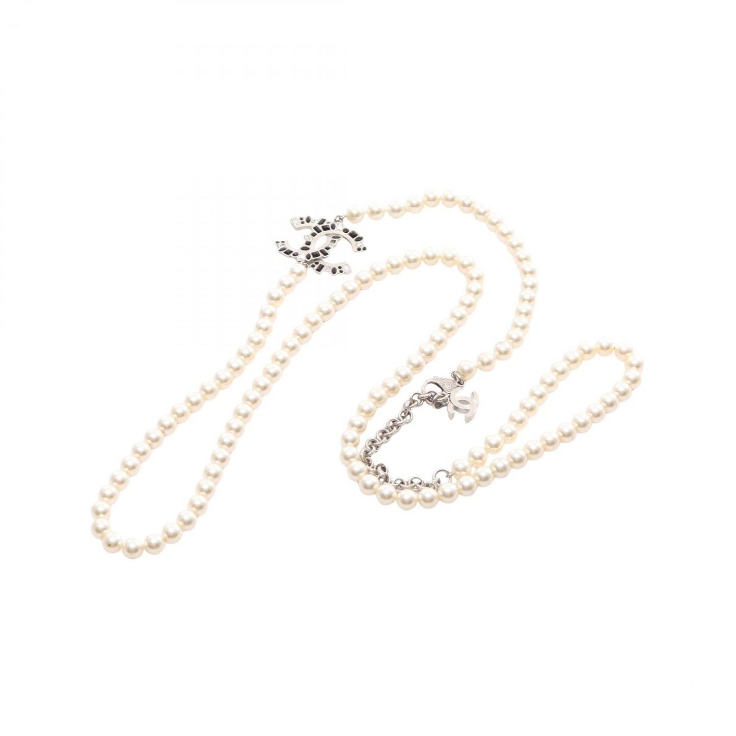 Chanel Coco Mark Necklace Pearl Rhinestone Necklace