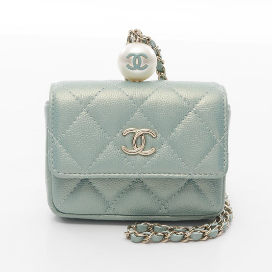 Chanel Matelassé Chain Flap Coin Purse Calf Coin Case