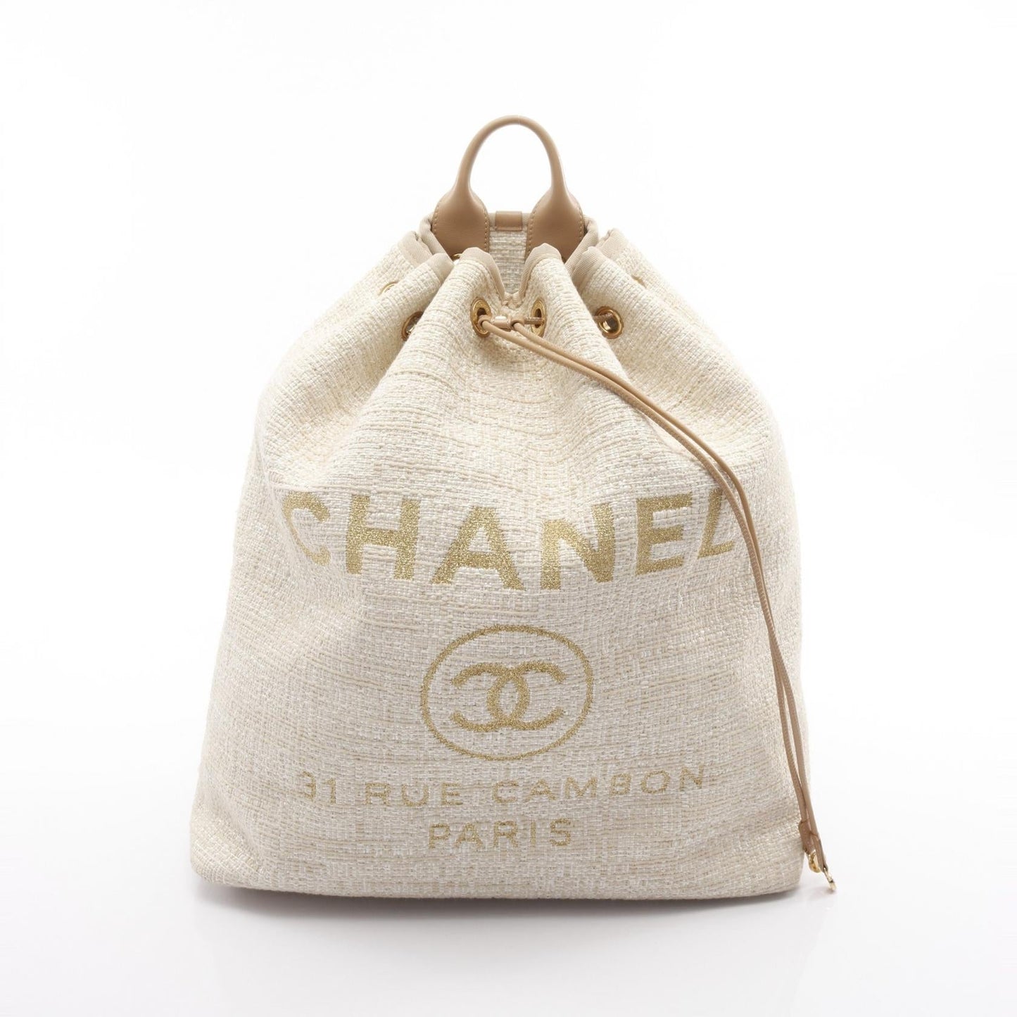 Chanel Deauville Leather Raffia Backpack