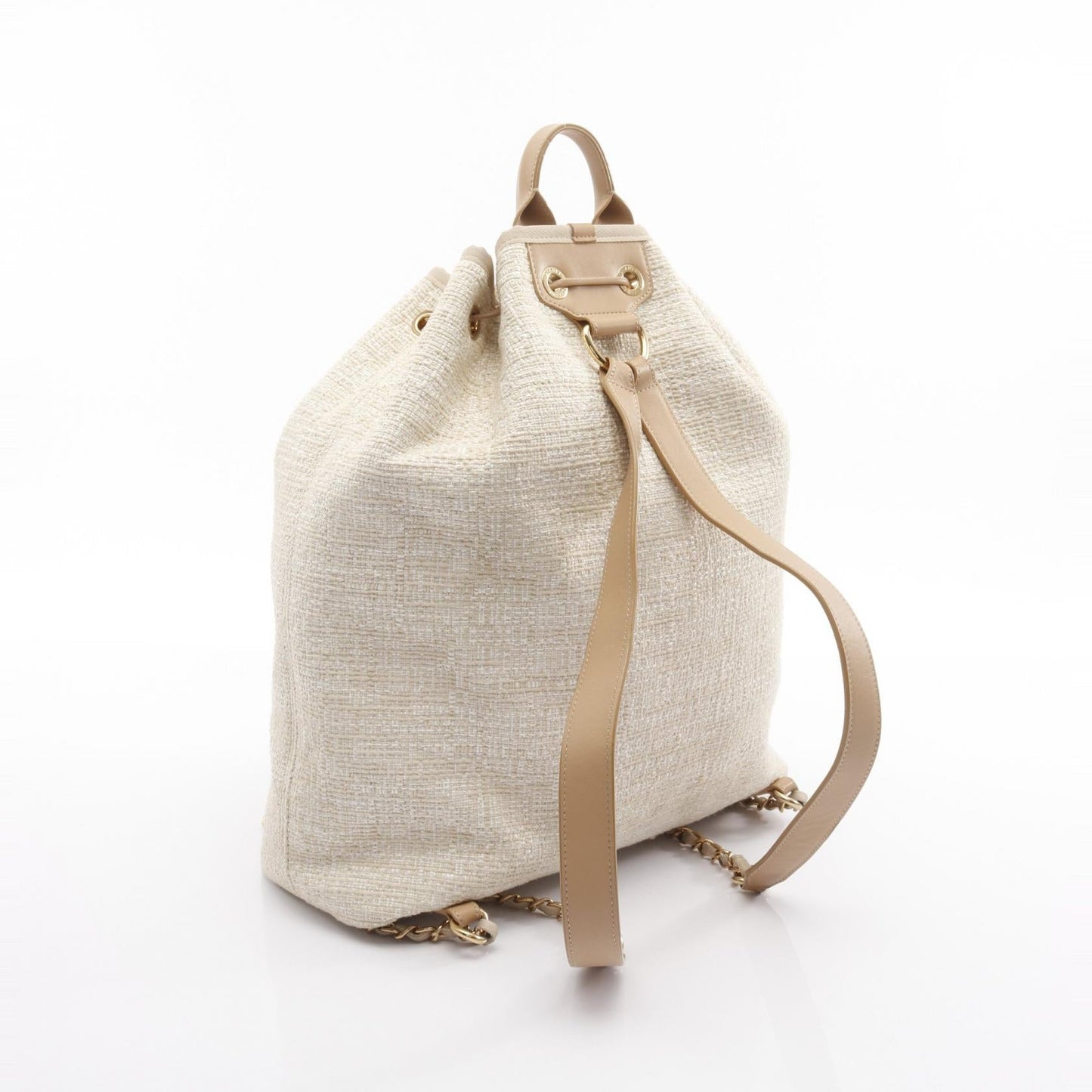 Chanel Deauville Leather Raffia Backpack