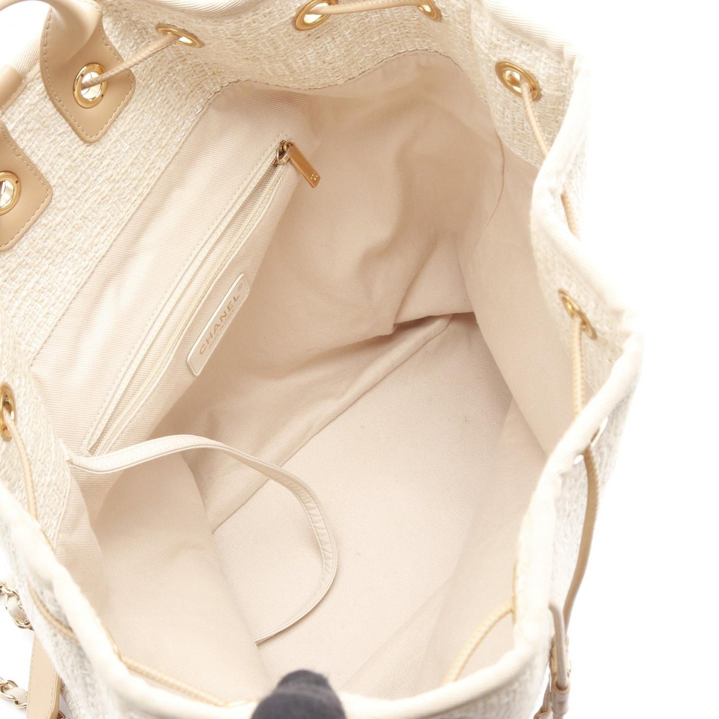 Chanel Deauville Leather Raffia Backpack