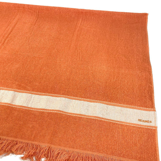HERMES towel cotton Orange Bath towel Interior Throw Blanket Yachting logo Women  d
