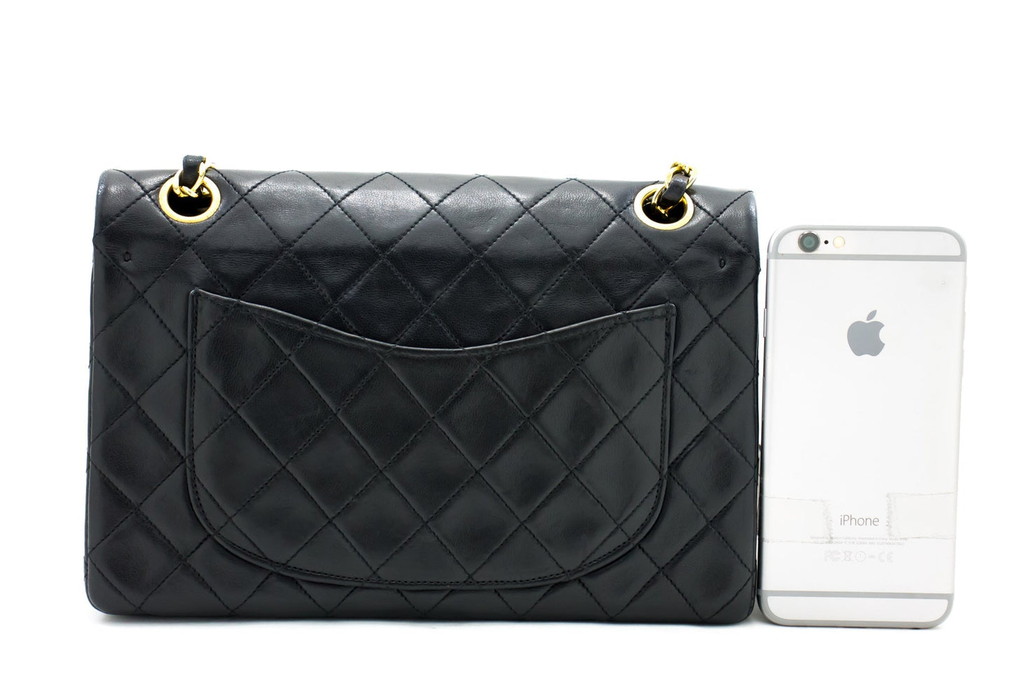 CHANEL 2.55 Double Flap Small Chain Shoulder Bag Black Lambskin