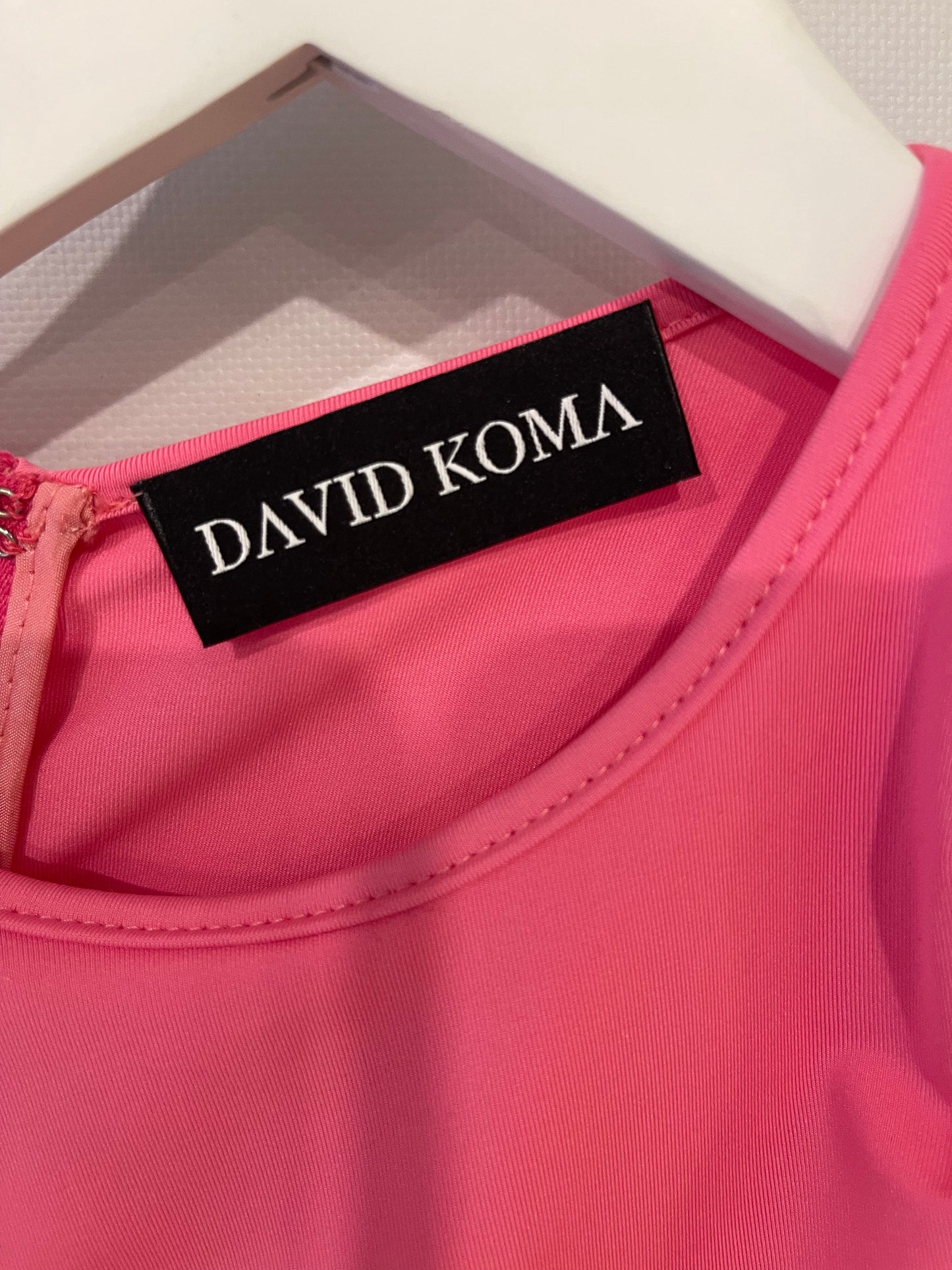 David Koma Pink Sleeveless Top and Mini Ruched Skirt Set Size UK 10 RRP £1,200