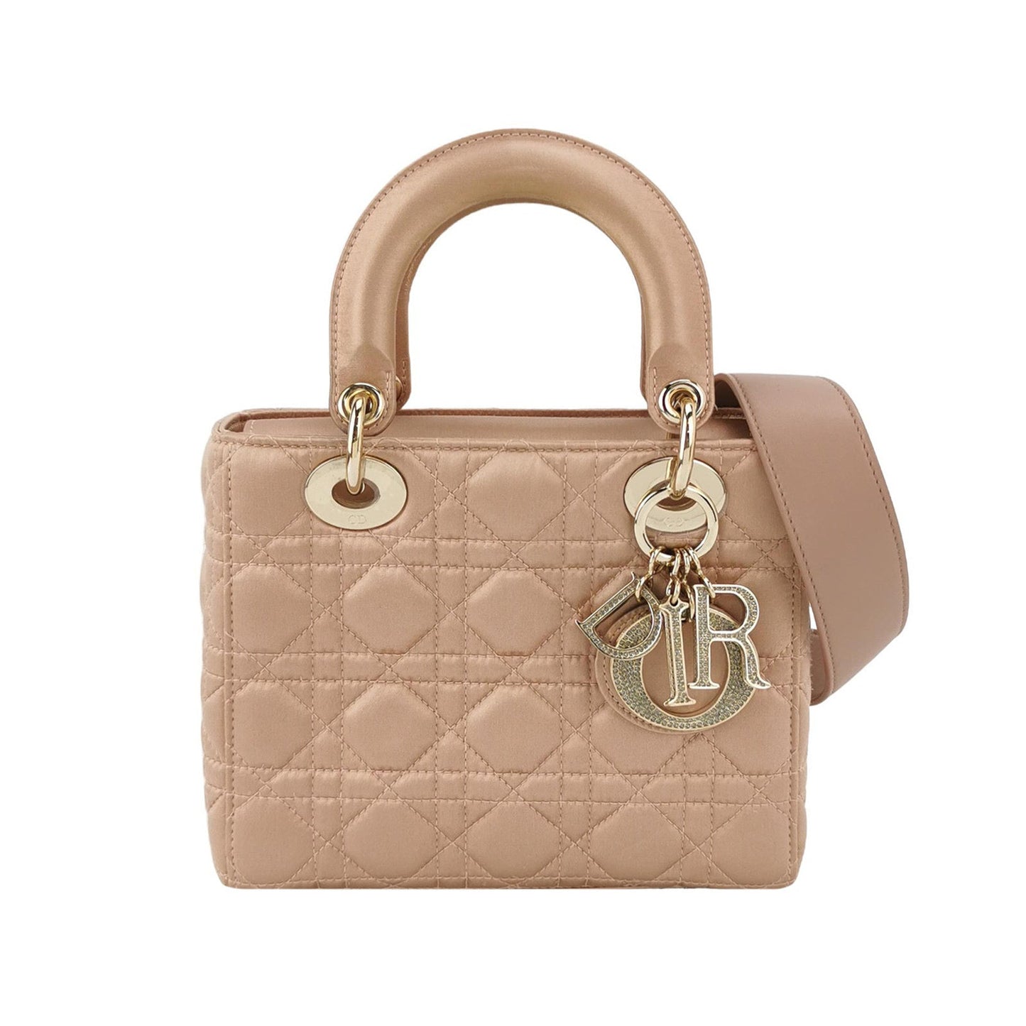Lady Dior Small My AbcDior 2019 Beige Silk Handbag Crystal Charms