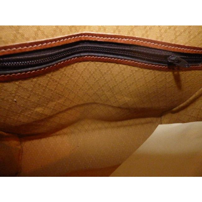 Gucci   Shades Of Brown With Diagonal Rust Logo Print Leather Satchel