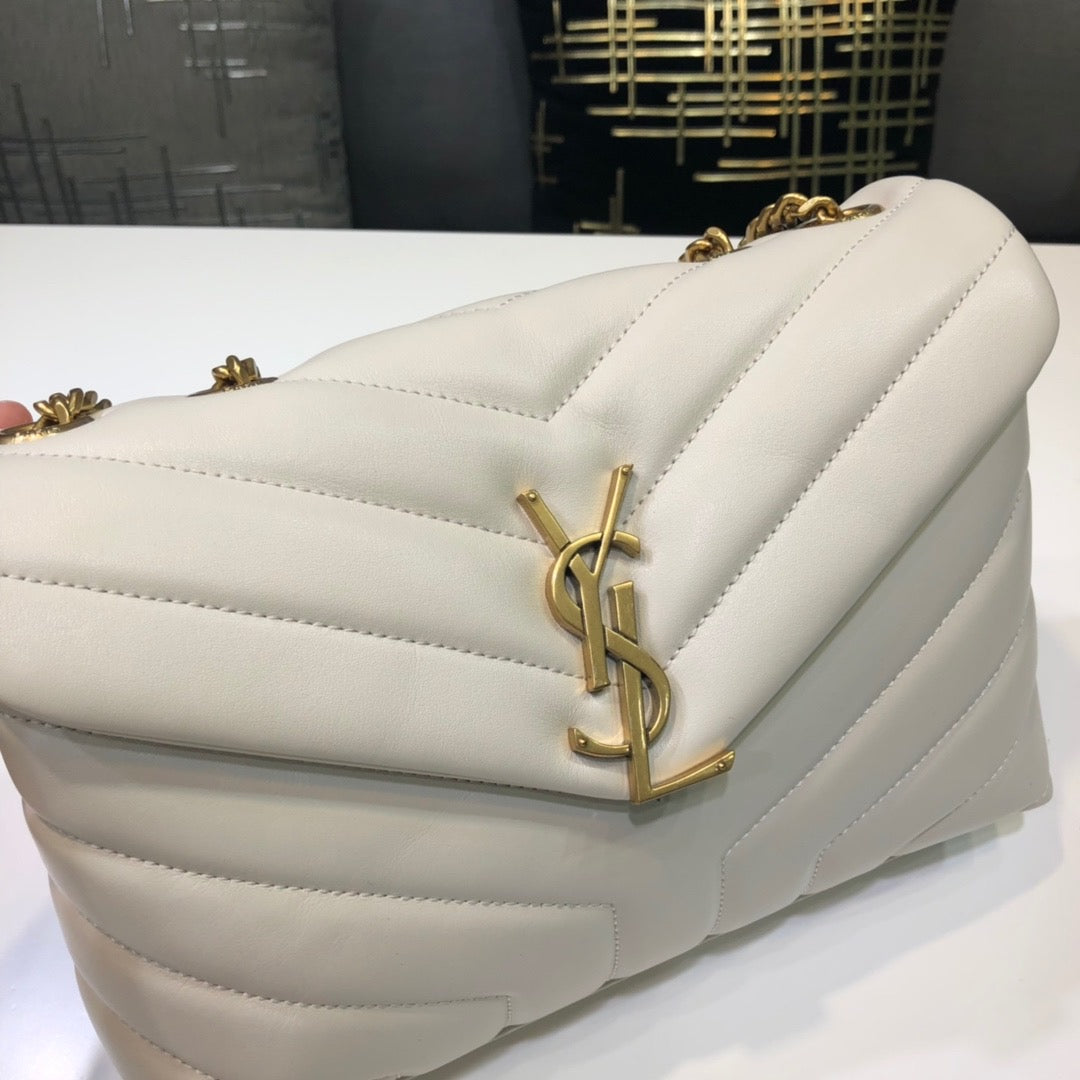 Top Quality Loulou Small Chain Bag In Matelassé "Y" White For Women 9.8in/23cm YSL 494699DV7279207