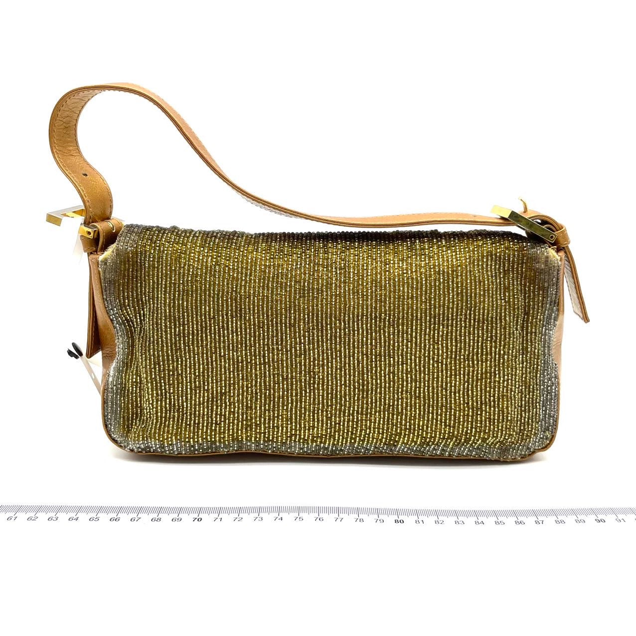 Fendi Baguette   Gold beads and Gold Iridescent Leather
