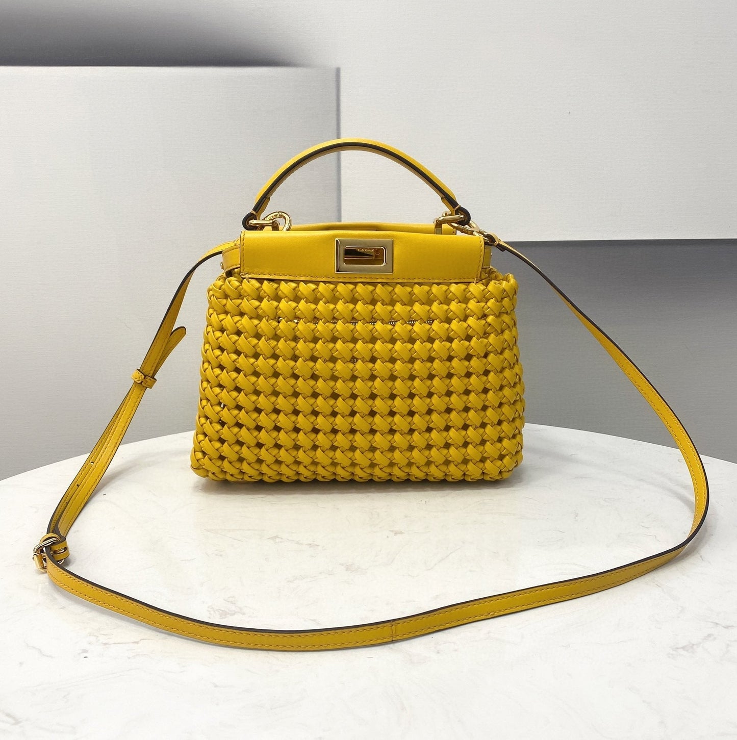 Top QualityTop Quality Peekaboo Mini Yellow Braided Bag For Woman 18cm/7in