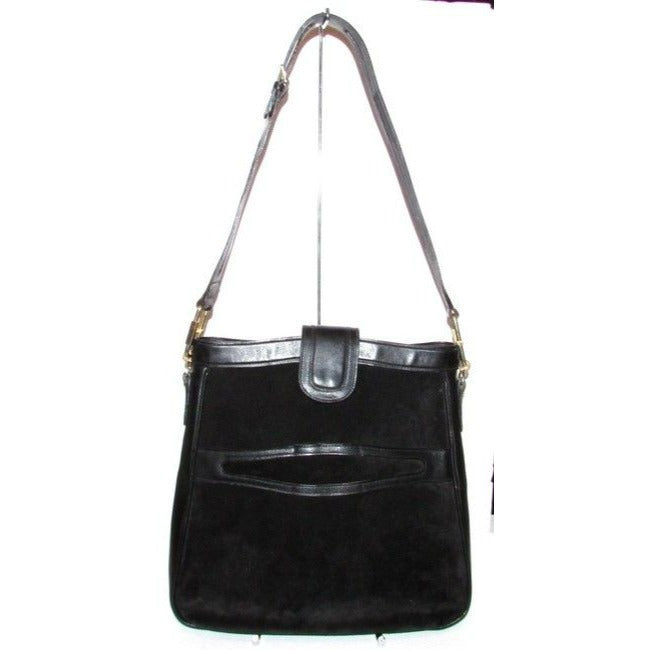 Gucci   Black Suede And Leather Shoulder Bag