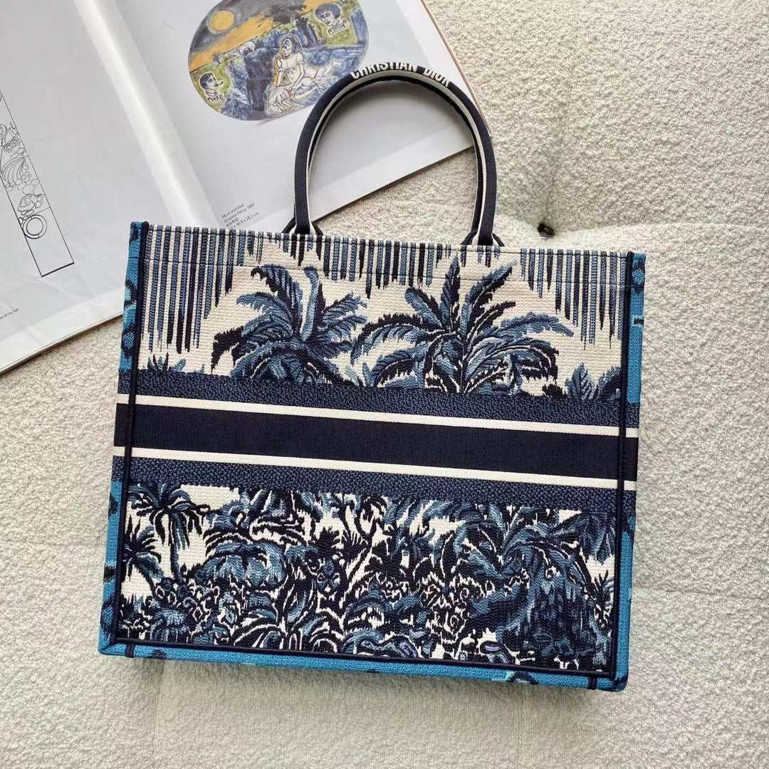 Top Quality Large Blue Multicolor Book Tote Canvas For Women 42cm/16.5in CD