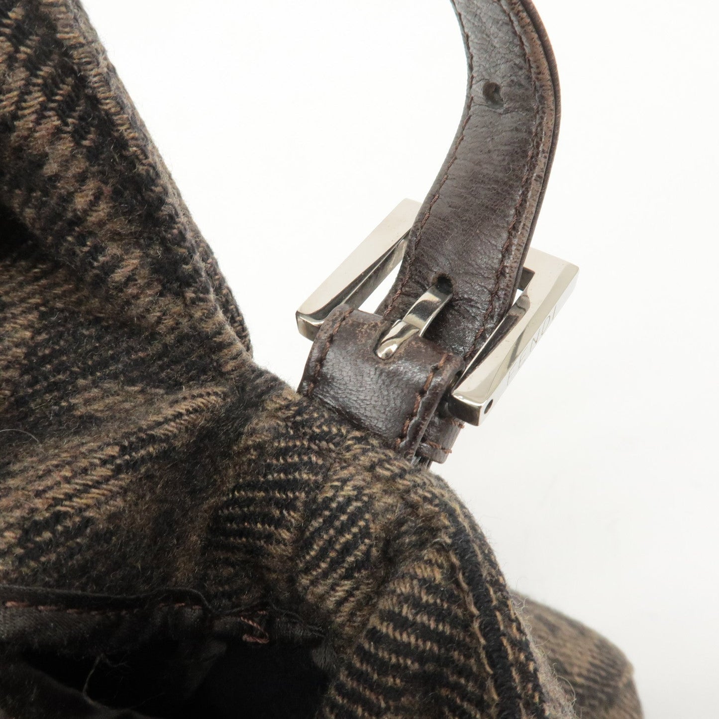 FENDI Mamma Baguette Zucca Wool Leather Shoulder Bag 26325  d