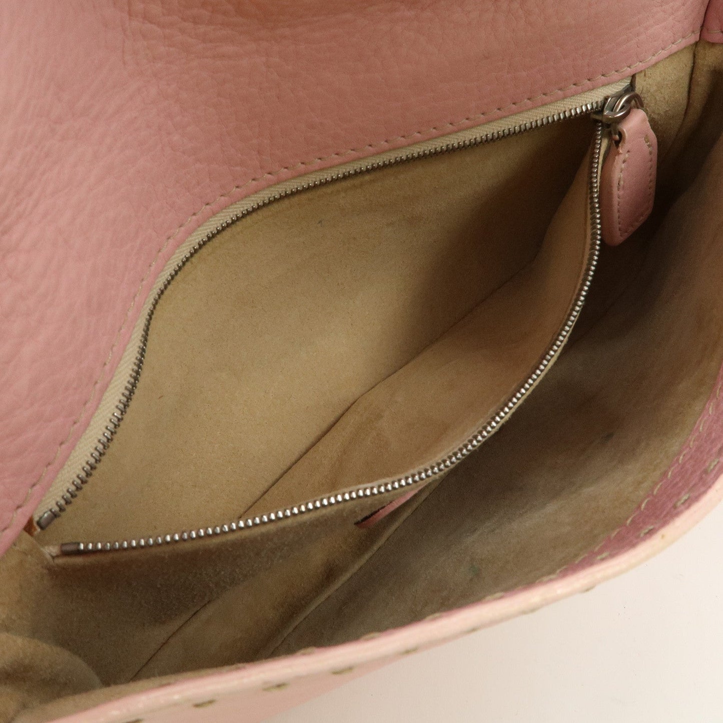 FENDI Selleria Mamma Baguette Leather Shoulder Bag Pink 8BR101  d
