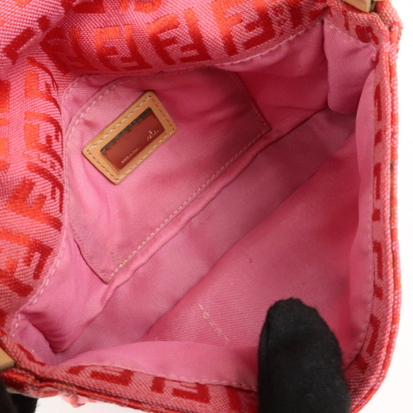FENDI Mini Mamma Baguette Zucchino Canvas Leather Hand Bag  d