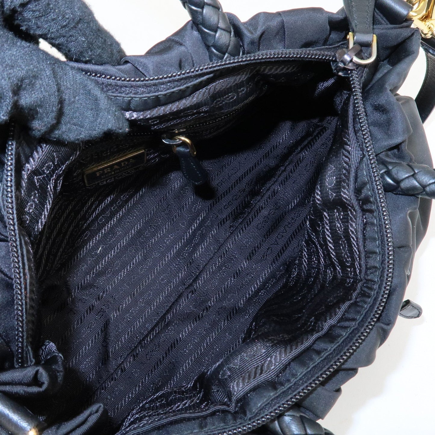 PRADA Nylon Leather Ribbon 2Way Shoulder Bag Black BN1631  d