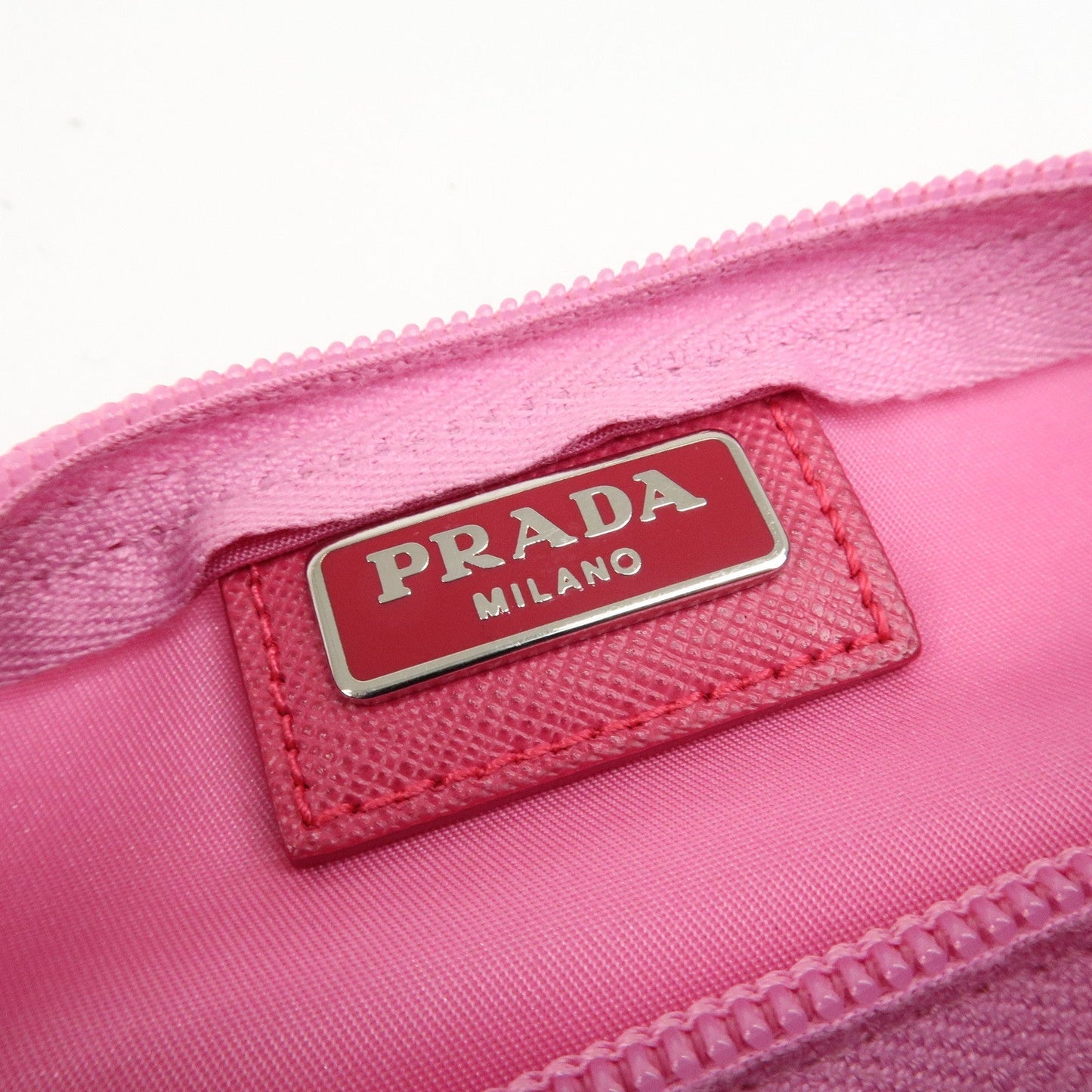 PRADA Nylon Saffiano Leather Pouch Begonia 1N0011  d