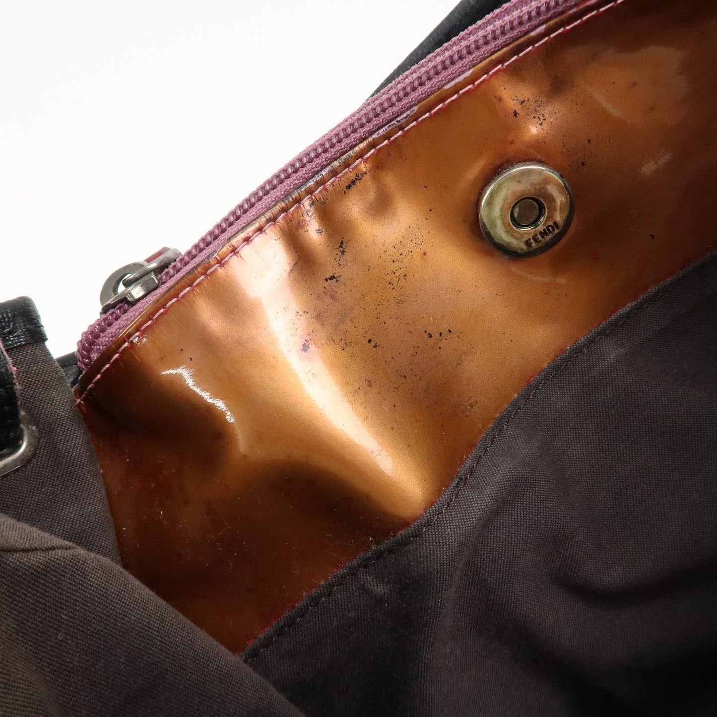 FENDI Zucchino Canvas Leather Tote Bag Black 8BH220  d