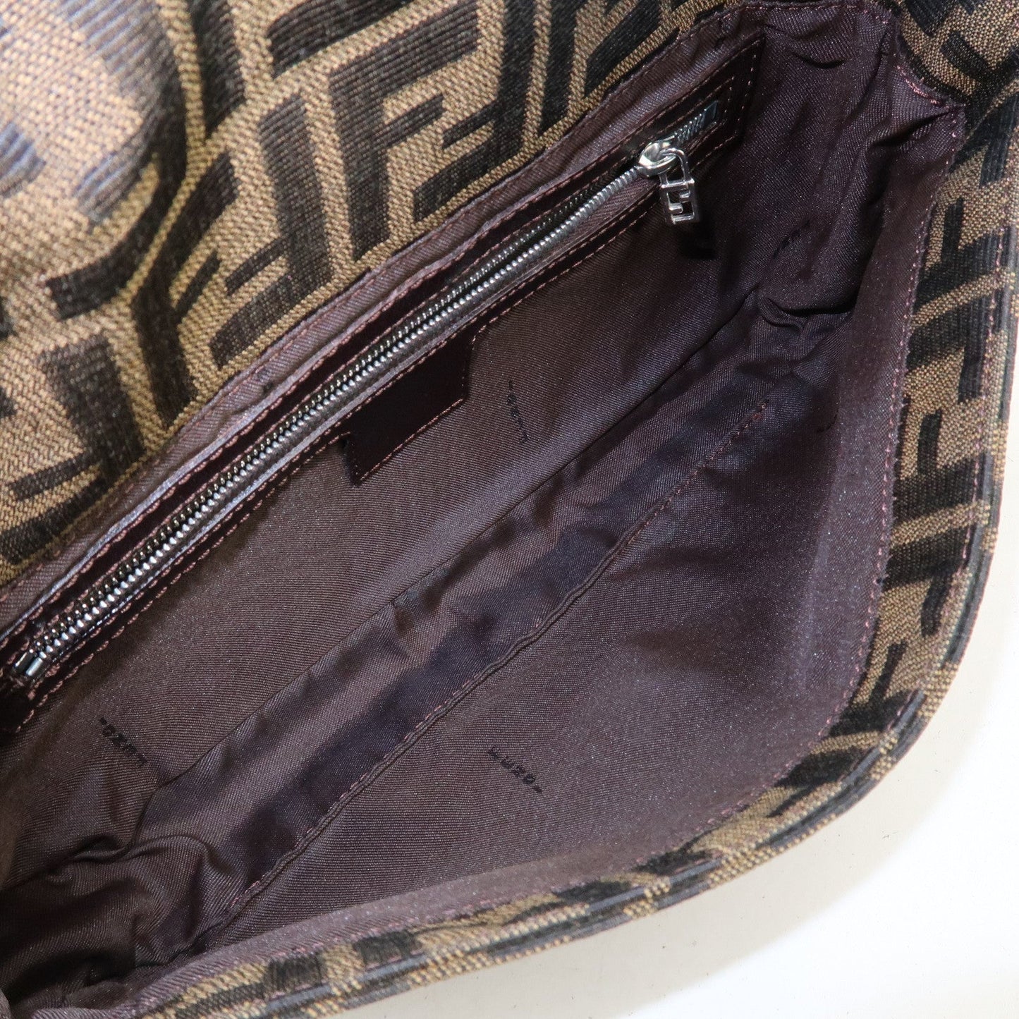 FENDI Zucca Mamma Buguette Canvas Shoulder Bag Brown Black 26424  d