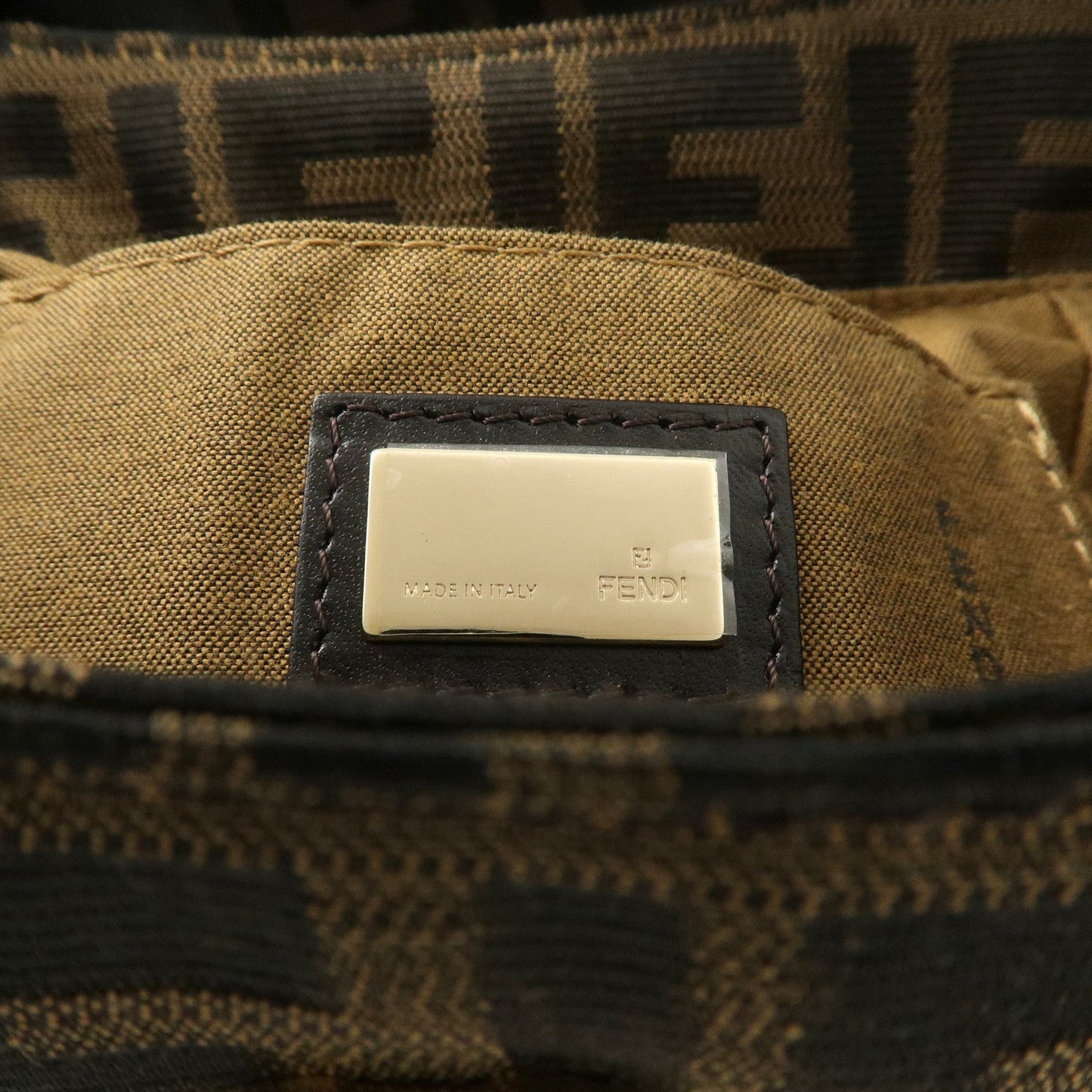 FENDI Zucca Canvas Leather Shoulder Bag Beige Brown 8BR445  d