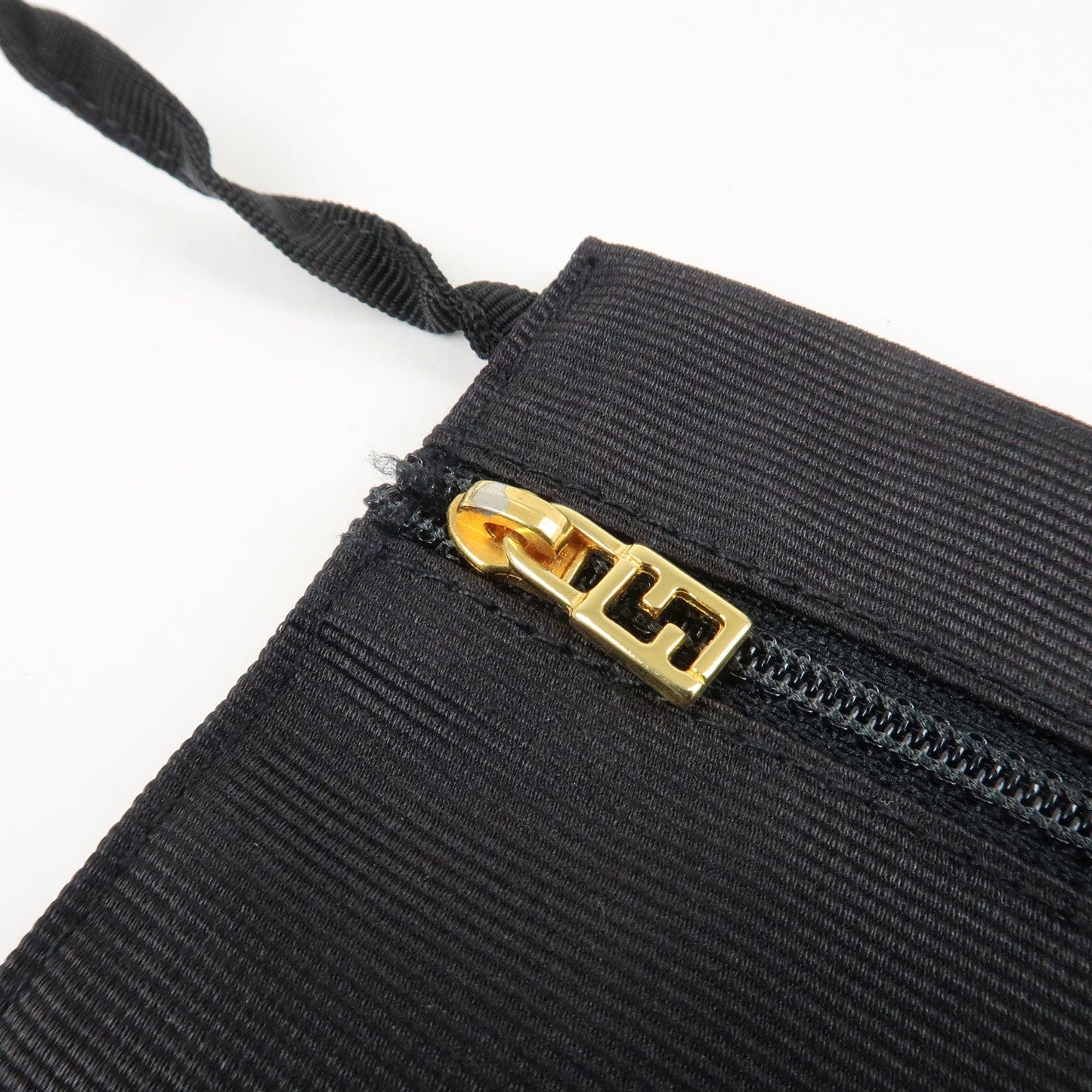 FENDI Nylon Canvas Leather Shoulder Bag Hand Bag Black Brown  d