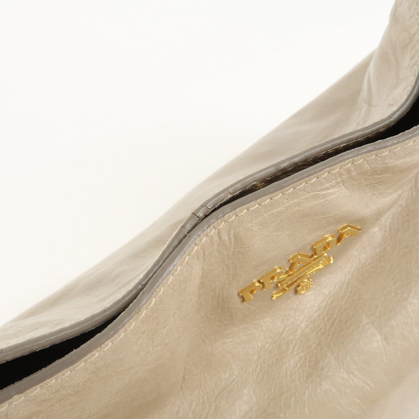 PRADA Leatehr Shoulder Bag Hand Bag Beige  d