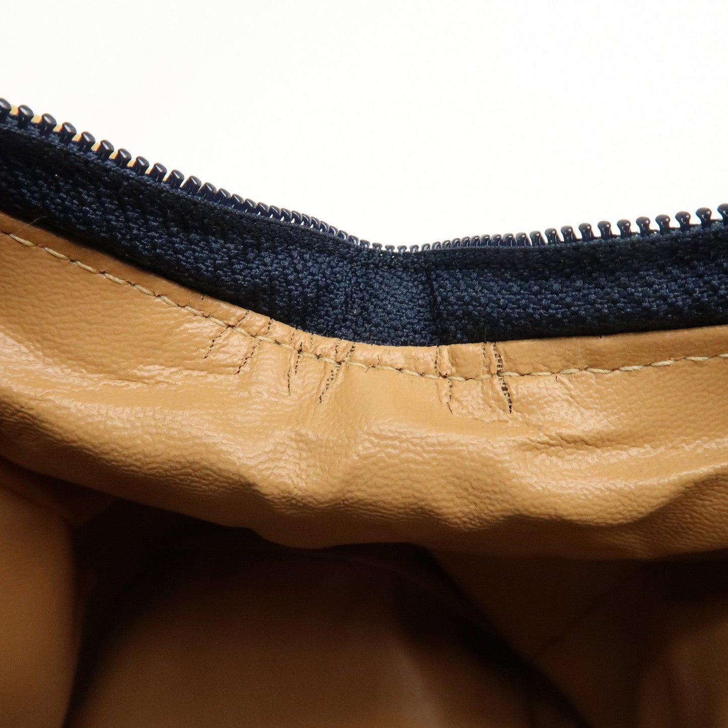 FENDI PVC Leather 2Way Bag Hand Bag Navy Brown  d
