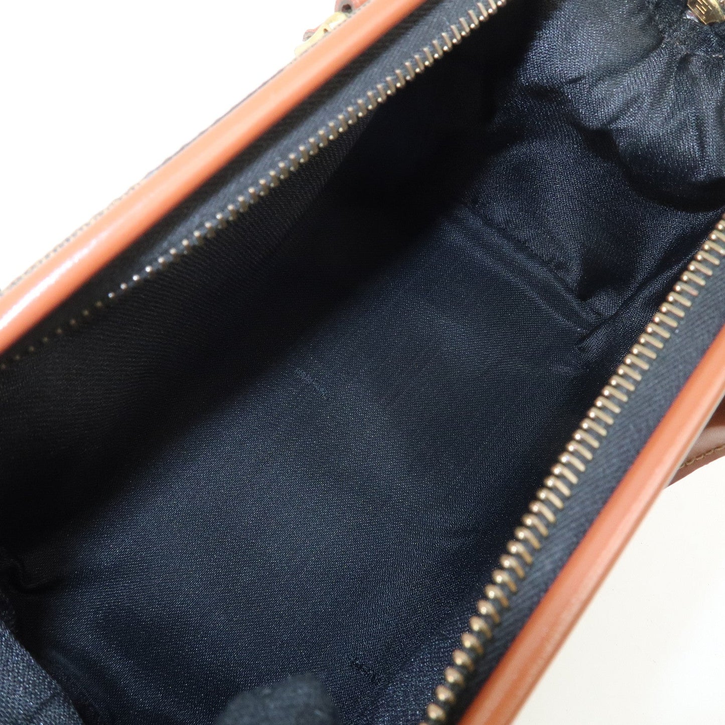 FENDI Pequin PVC Leather 2Way Mini Boston Bag Brown Black  d
