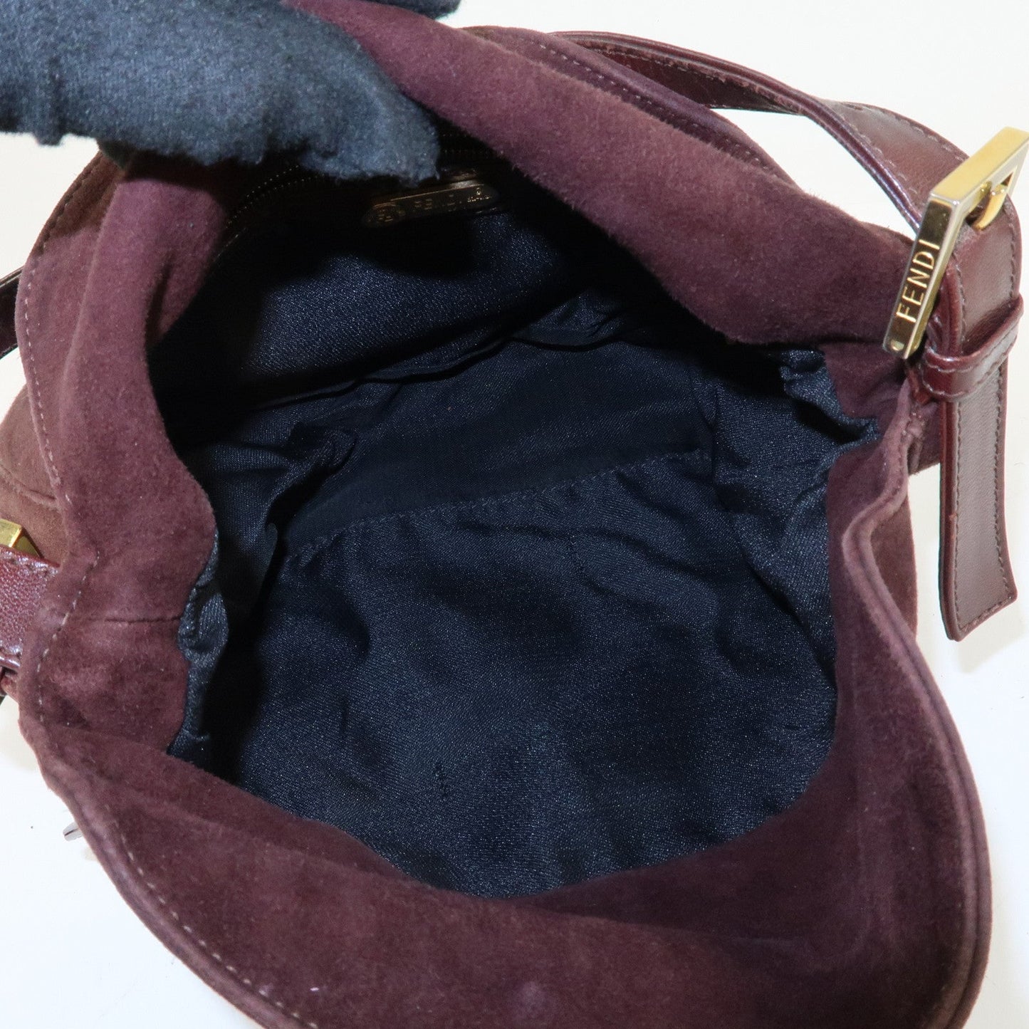 FENDI Suede Leather Shoulder Bag Hand Bag Brown 26426  d