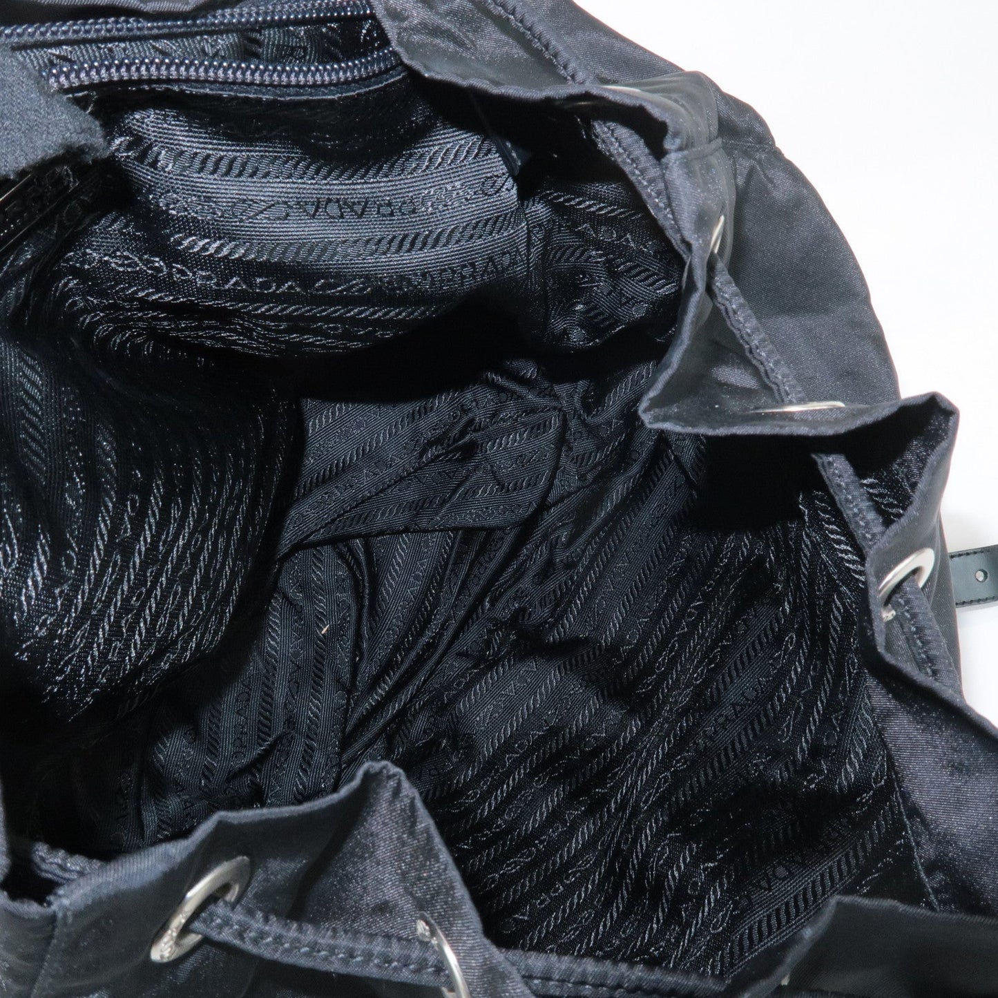 PRADA Triangle Logo Nylon Leather Back Pack Ruck Sack Black B2811  d