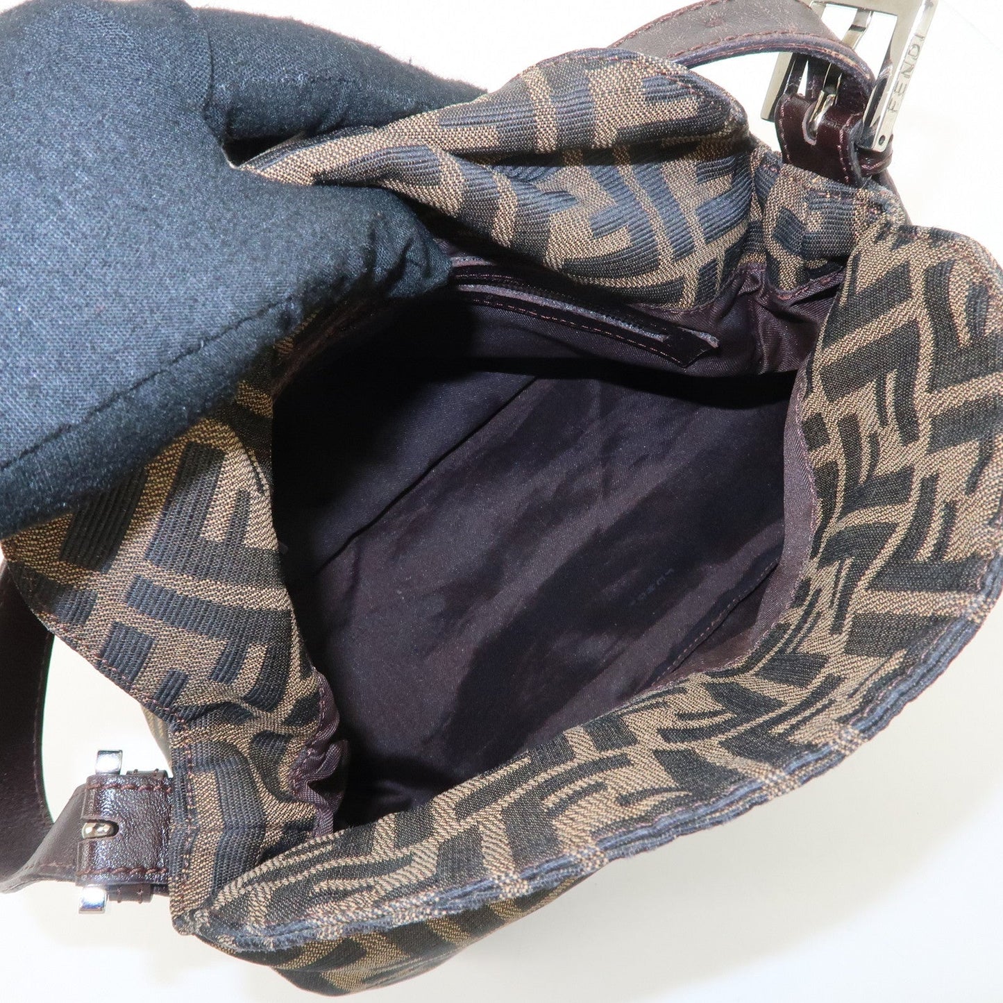 FENDI Zucca Canvas Leather Shoulder Bag Hand Bag 26423 d F/S  d