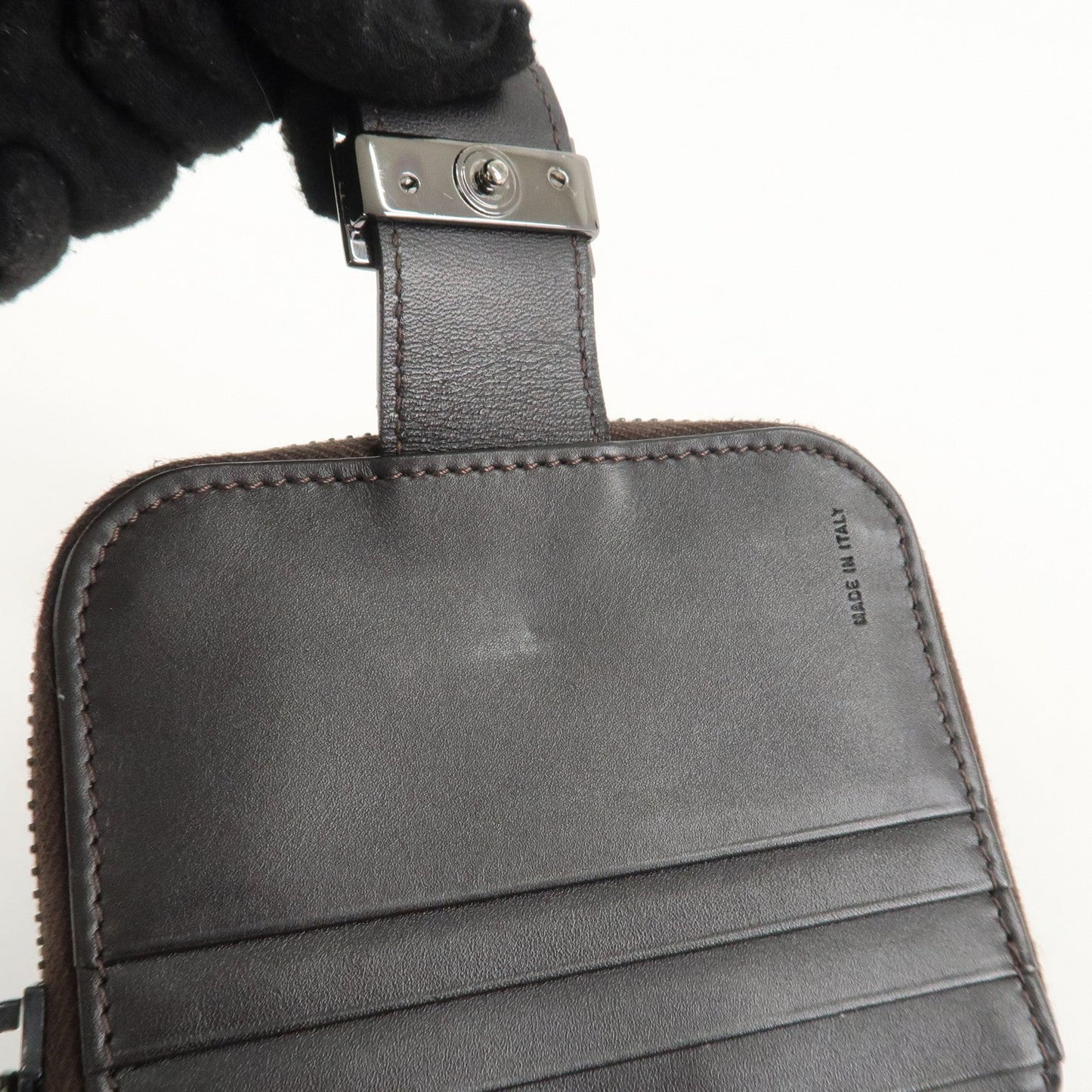 FENDI Zucchino Canvas Leather Zippy Around Bi-fold Wallet  d