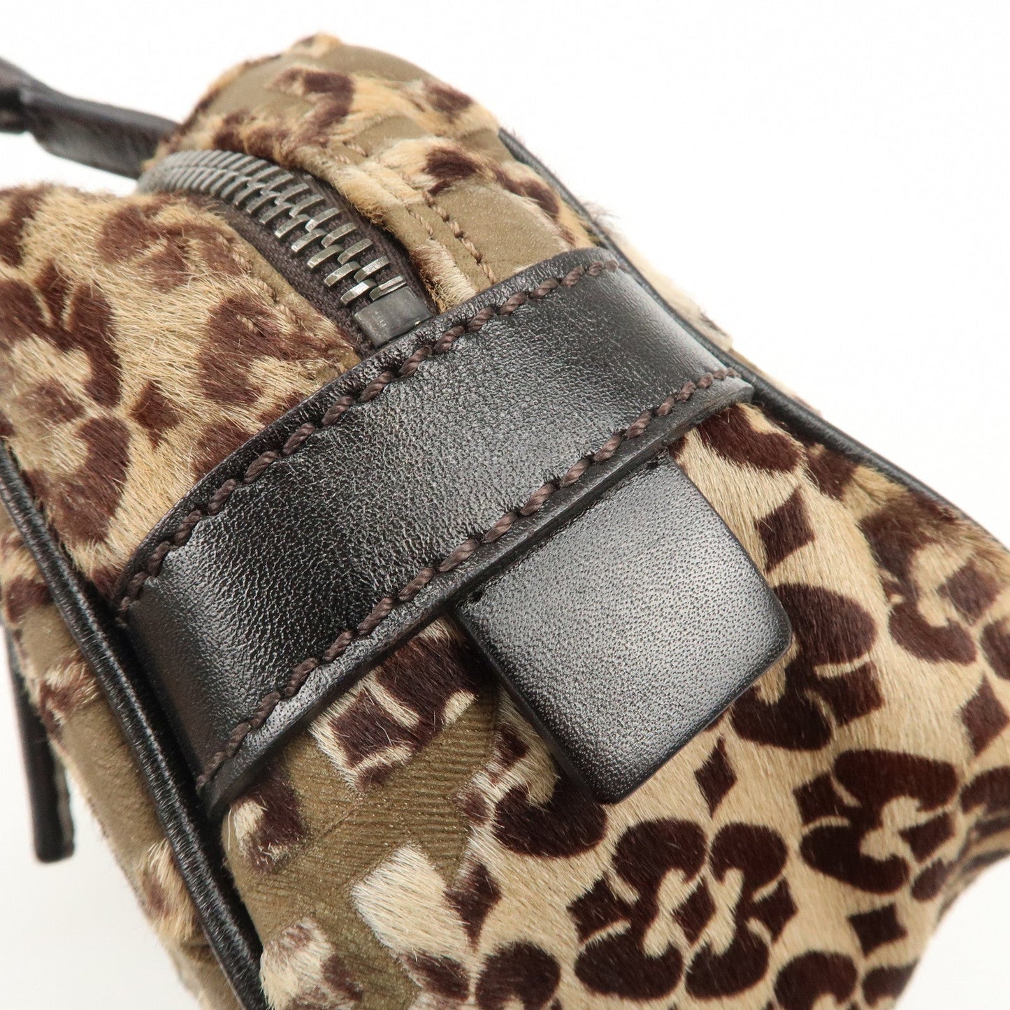 FENDI FF Unborn Calf Leather Mini Boston Bag Hand Bag 8BN004  d