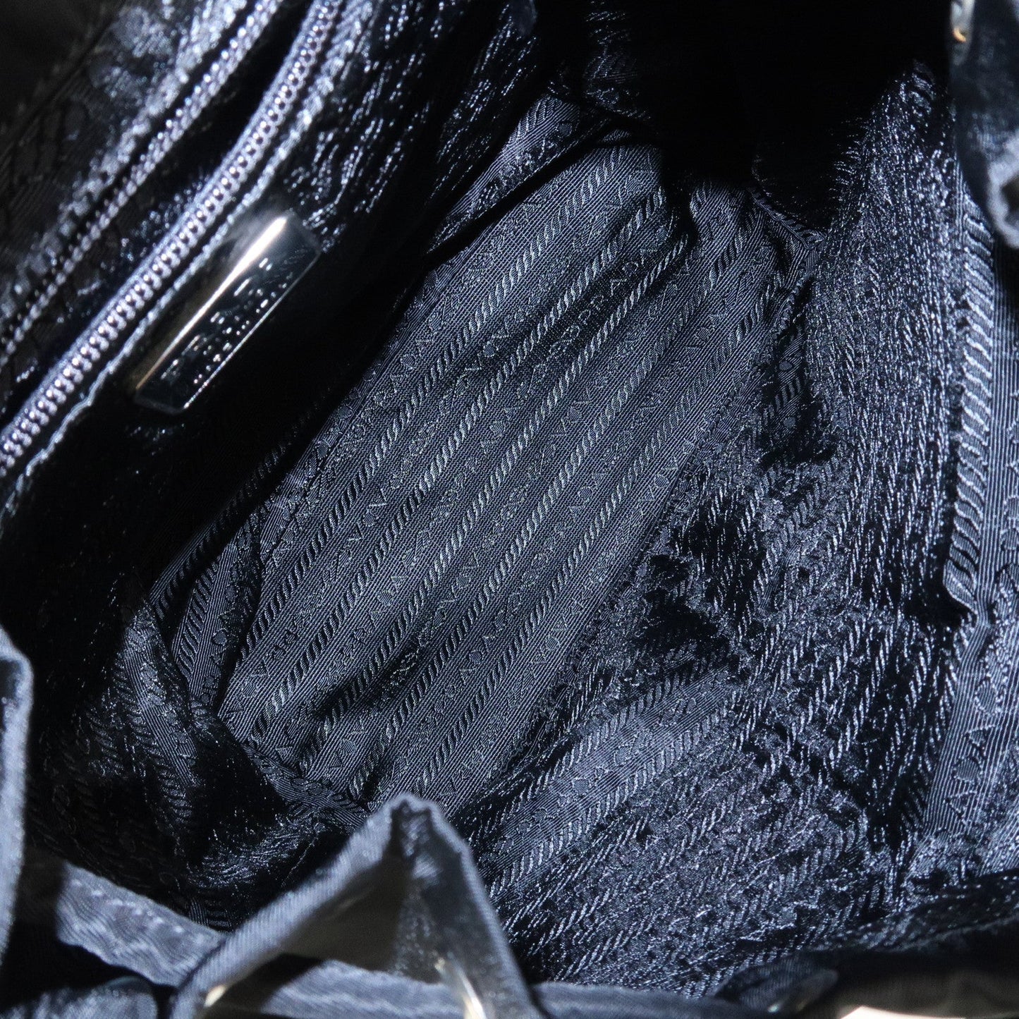 PRADA Triangle Logo Nylon Leather Back Pack Black B5885  d