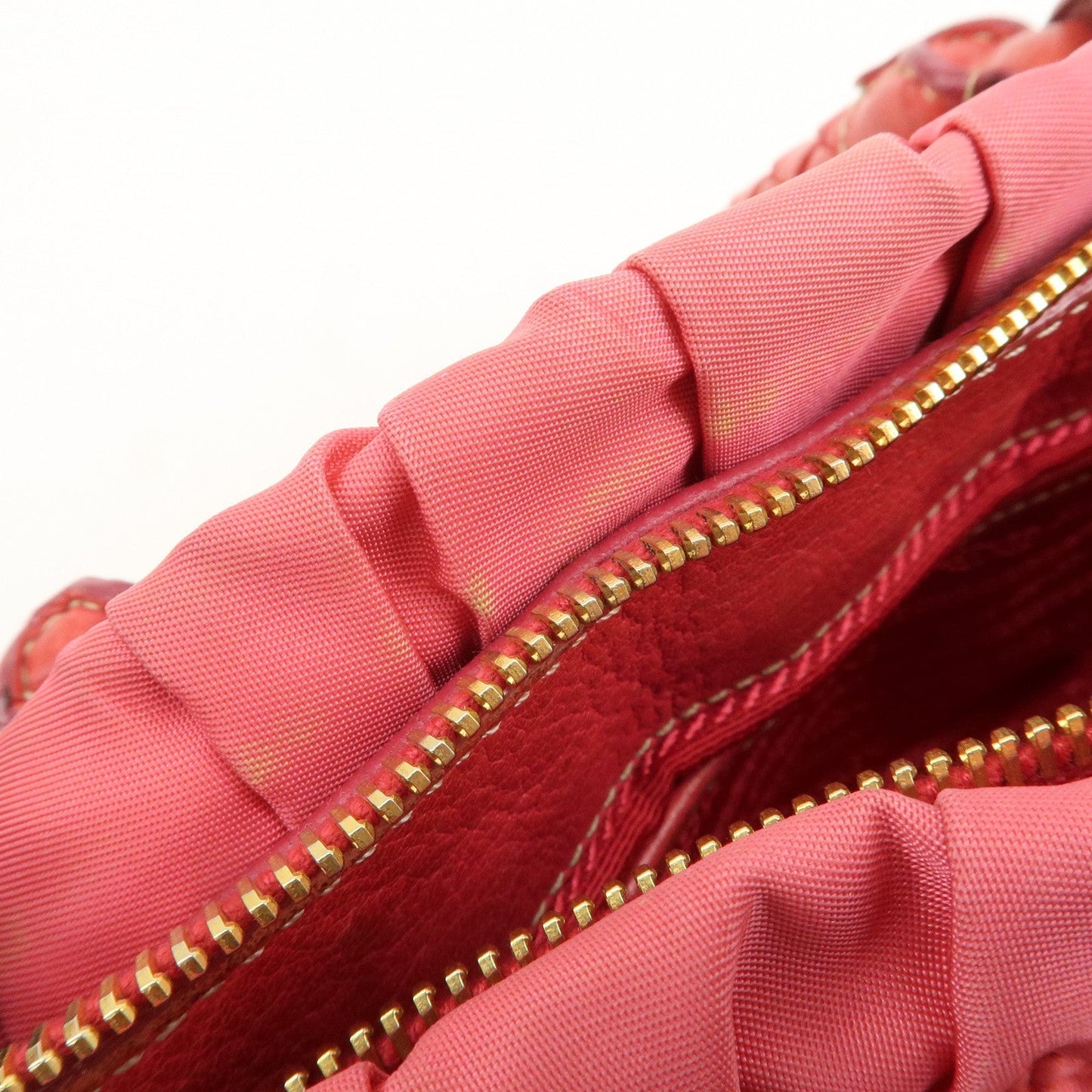 PRADA Nylon Leather 2Way Bag Shoulder Bag Hand Bag Gathered BN1388  d
