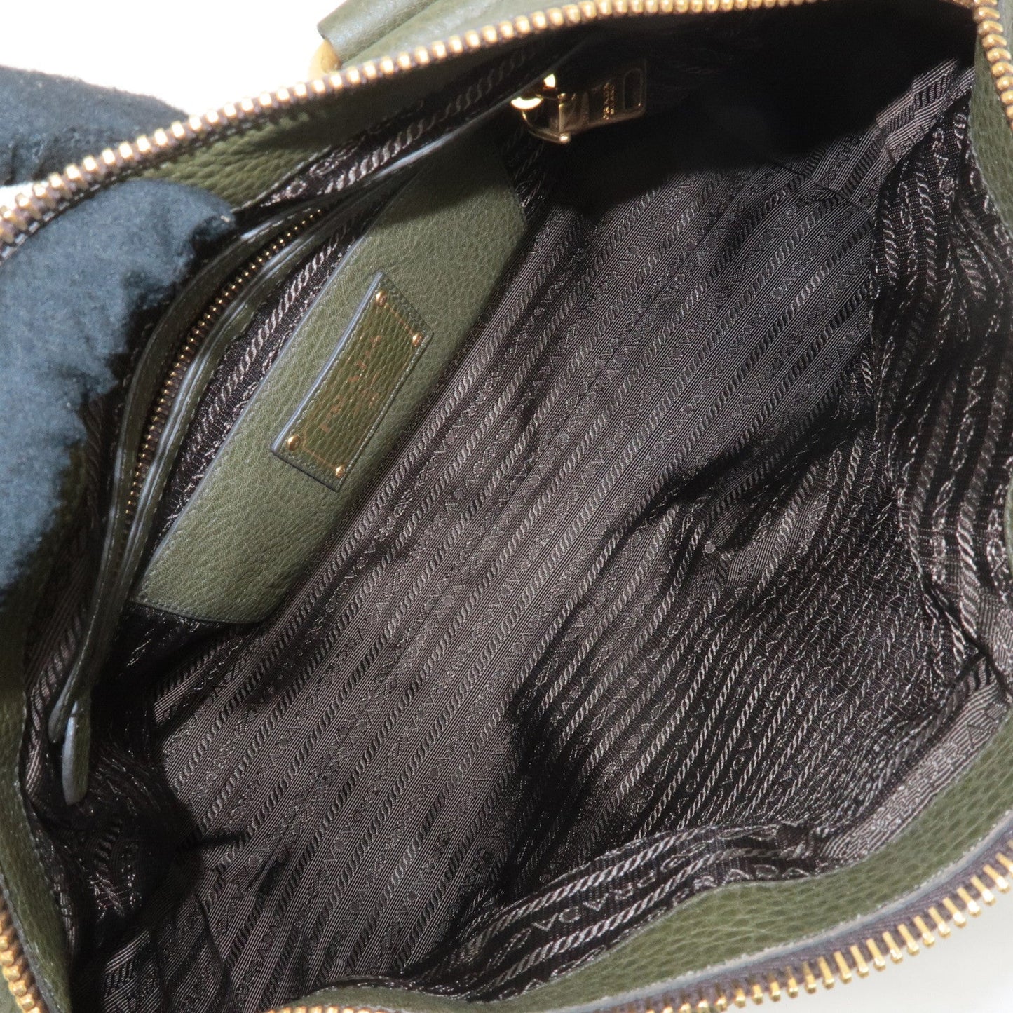 PRADA Leather 2Way Bag Hand Bag Shoulder Bag Khaki BL0805  d