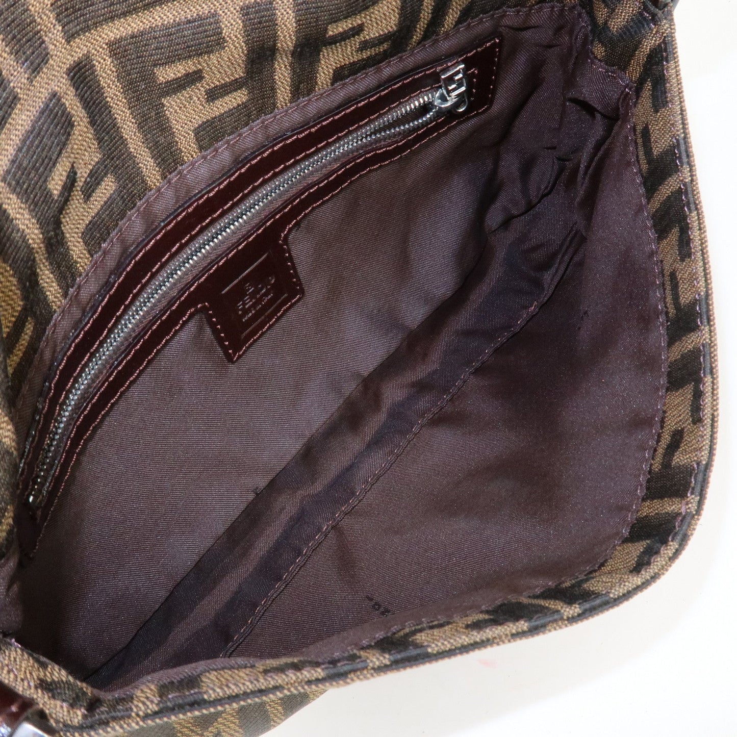 FENDI Zucca Mamma Baguette Canvas Shoulder Bag Brown Black 26424  d