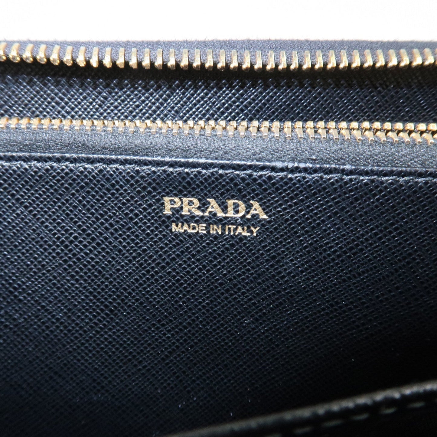 PRADA Saffiano Leather Round Zipper Long Wallet Black 1M0506  d