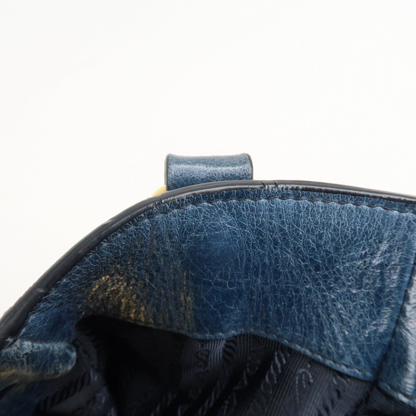 PRADA Leather 2Way Bag Hand Bag Shoulder Bag Blue BN2325  d