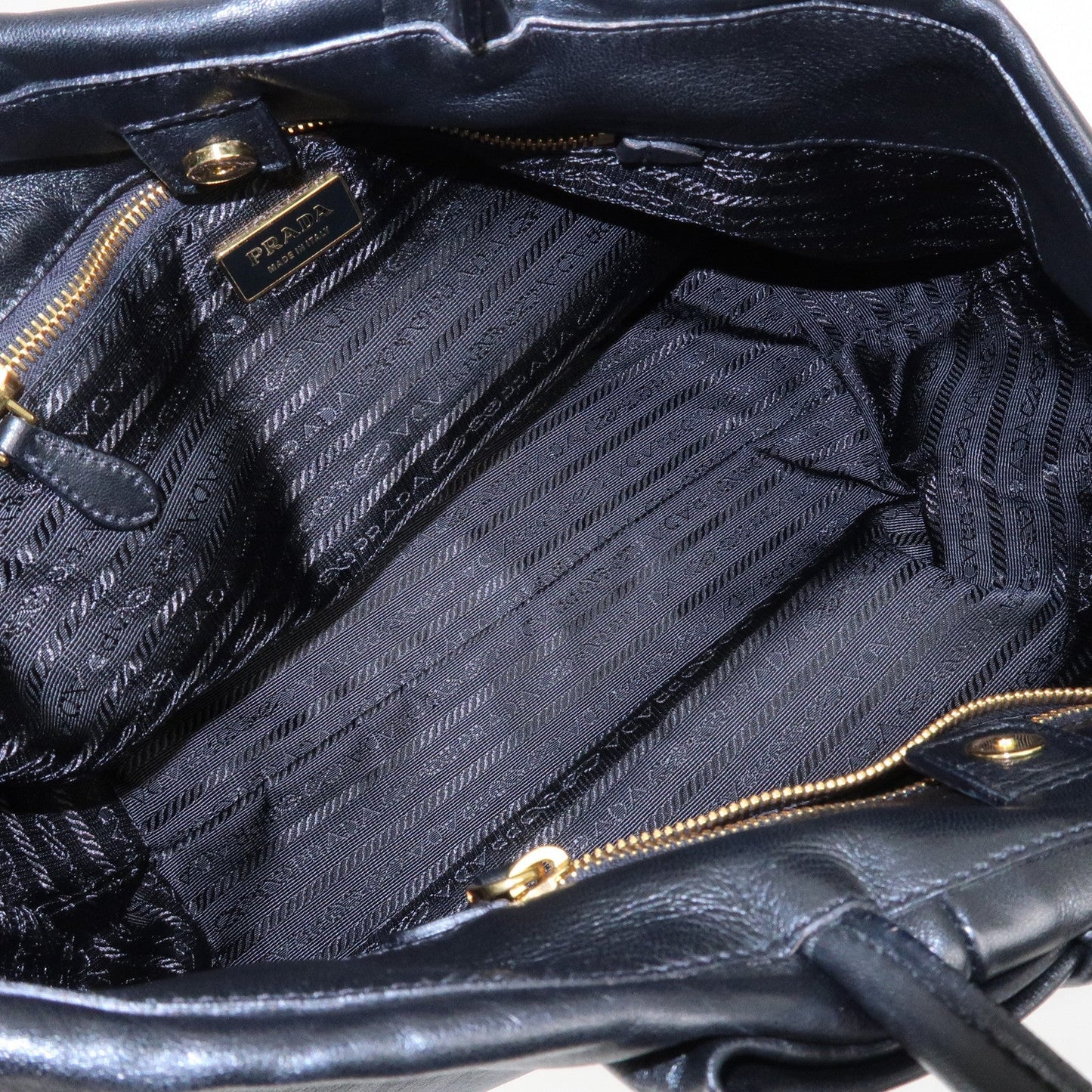 PRADA Nappa Leather Ribbon Tote Bag Hand Bag NERO Black BN1601  d