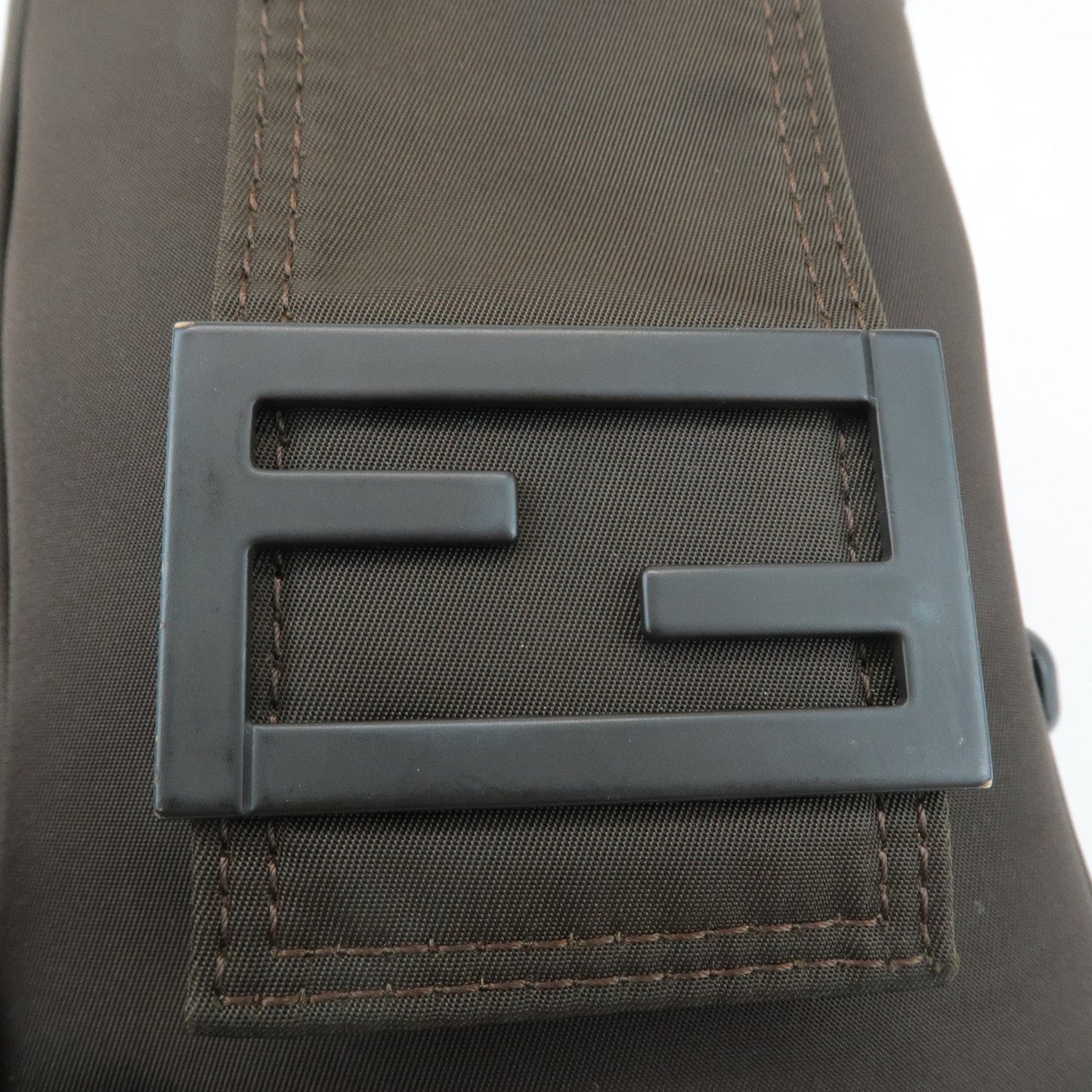 FENDI Nylon Leather Shoulder Bag Phone Pouch Khaki 7AS056  d